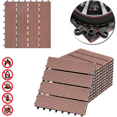 11 Stück Terrassenfliesen wpc 30x30cm Kunststoff Klickfliesen Holzoptik mit klicksystem, Image