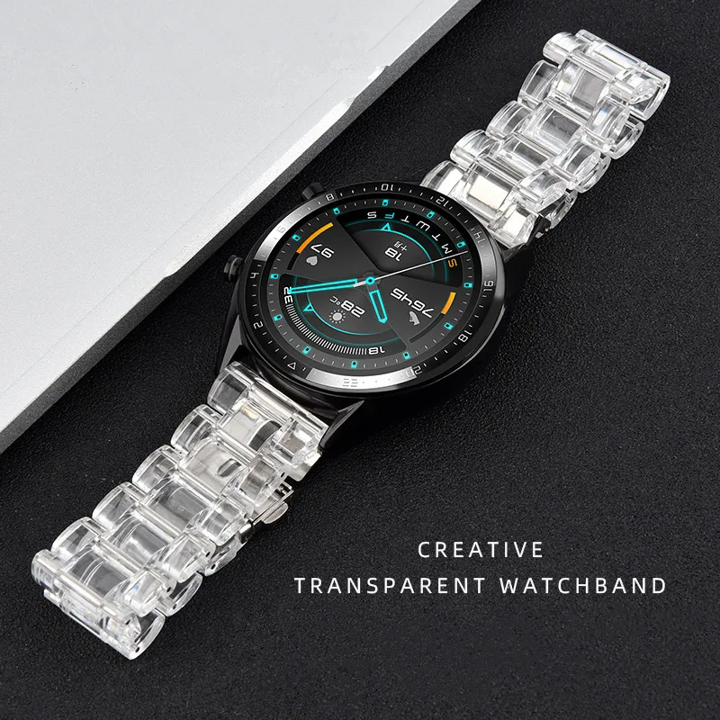20 mm 22 mm transparentes Acrylarmband für Herren und Damen, Ersatzband für Samsung Active 2 40 mm 44 mm Huawei Watch GT 2 Amazfit GTS Image