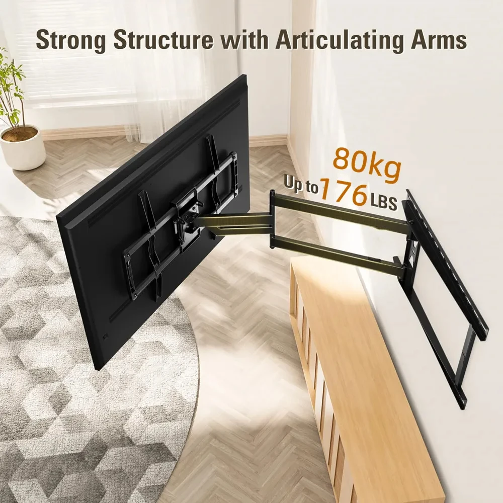 TV-Wandhalterung mit langem Arm für 32-70-Zoll-Fernseher, mit 31-Zoll-Langverlängerung, voll bewegliche TV-Halterung, drehbar und neigbar, passend für max. VESA 400 x 400 mm Image