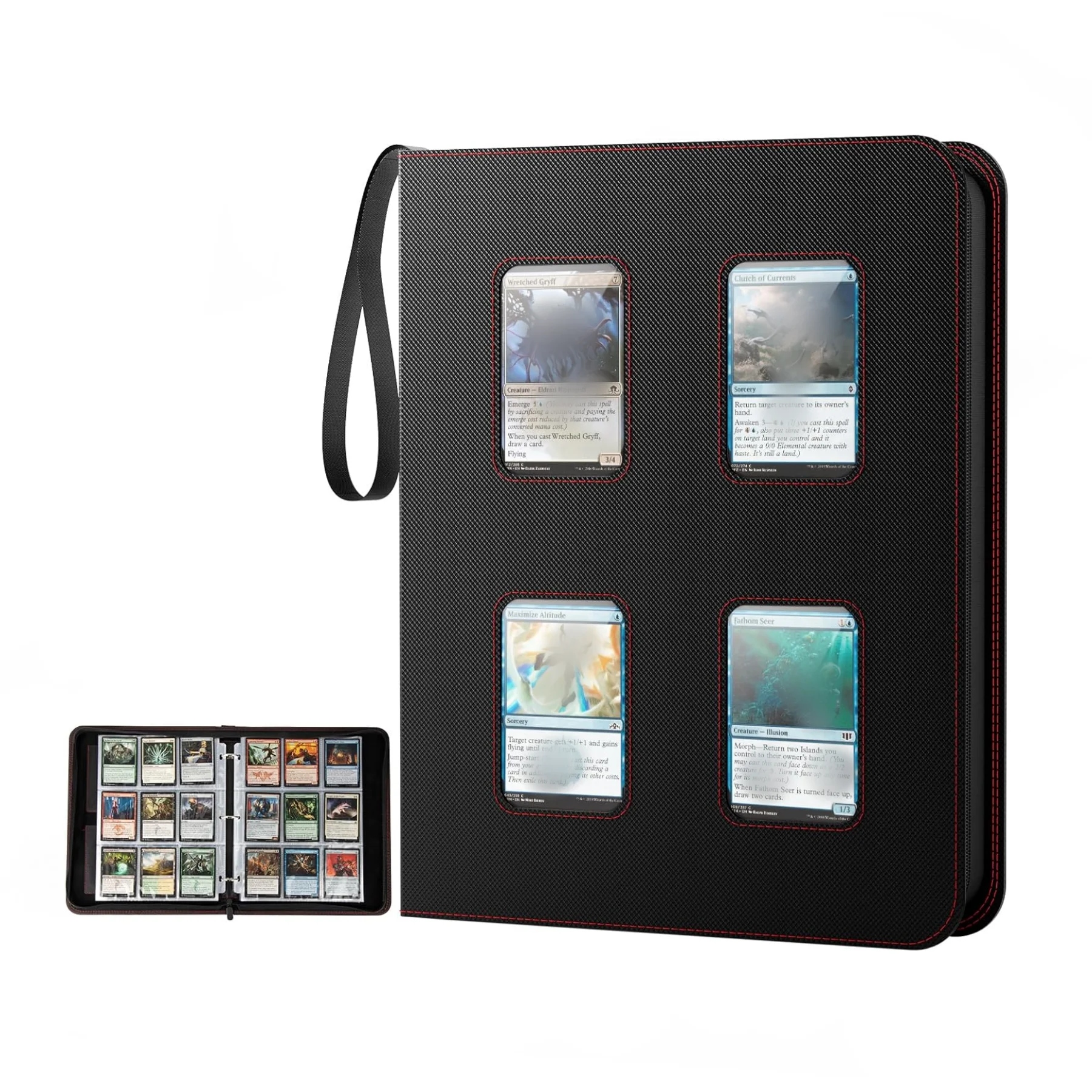 Sammelkartenordner mit 900 Fächern und Reißverschluss und vier durchsichtigen Fenstern, Karten in Standardgröße, Sammelkarten und Sportkarten Image