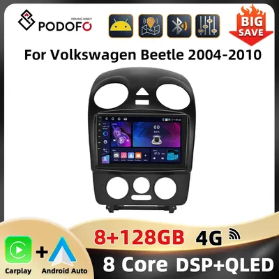 Podofo 8+128G 2Din Car Stereo For Volkswagen Beetle 2004-2010 Carplay Android Auto WIFI 4G Navigation GPS Mirror Link Car Audio