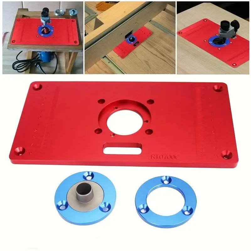 1 Set Aluminium Router Tisch Einsatz Platte Hohe Qualität mit 2 Router Einsatz Ringe Für Trimmer Holzbearbeitung Bänke Router RT0700C Image