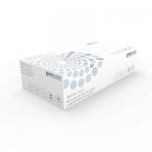 Unigloves PEARL WHITE UK, Nitril, Einmalhandschuh WEISS - 100 Stück : L Image