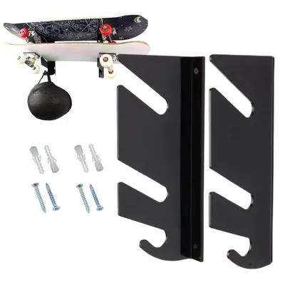 1Pair Skateboard Display Rack Acrylic Wall Stand Fixed Mount Indoor Floating Skateboard Storage