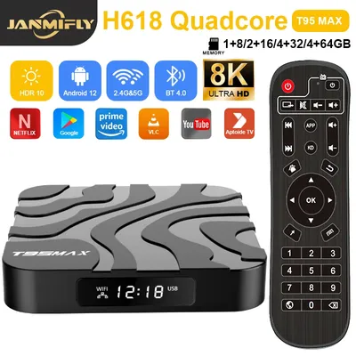 TV Box T95 Max Ultra HD 8k Allwinner H618 Quad-core Dual Wifi 2.4G&5G 3D Android 12 Media Player