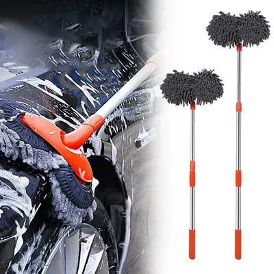 Car Wash Mop Rotating Auto Supplies Double Brush Head Roof Window Cleaning Maintenance Three-Section