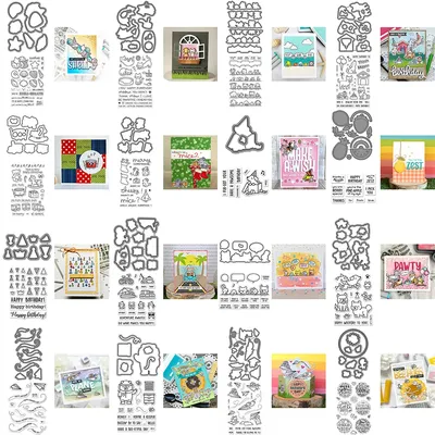 Critter Border Diglogue Cutting Dies Clear Stamps Happy Birthday Sentiments for DIY Scrapbooking
