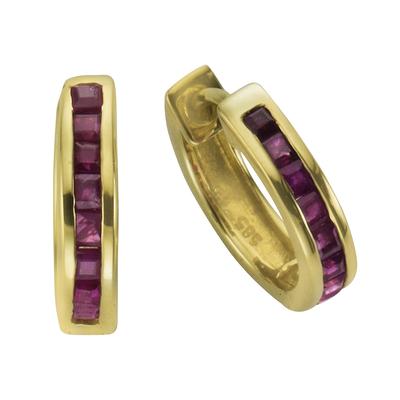 Fascination by Ellen K. Ohrringe 585/- Gold Rubin rot 0,80ct. gelb vergoldet Damen Image