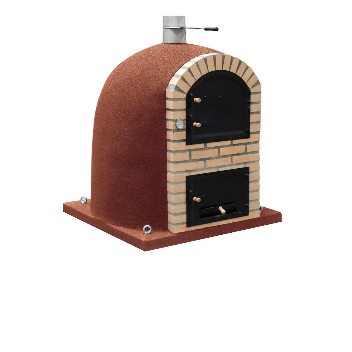 MAESTRO FERRETERO MF - Holzbackofen für den Außenbereich Modell CALDERA BANDAMA (Bordeaux - 110 x 110 x 140 cm) – Isoliert mit Kork und 3 Keramikmatten Image