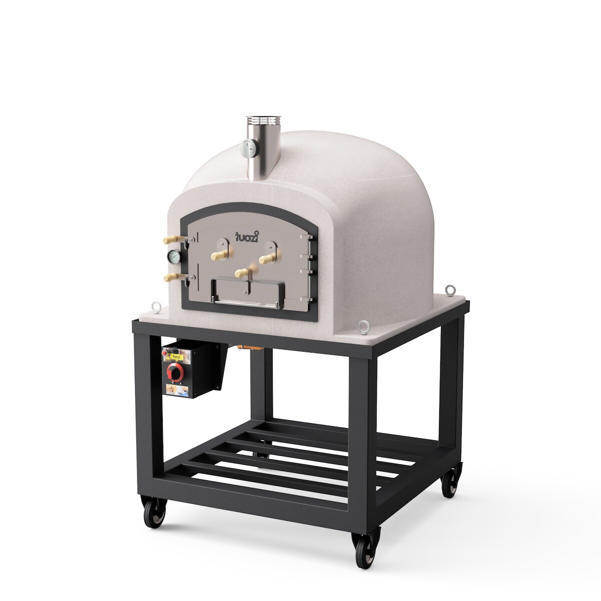 MAESTRO FERRETERO MF - Holzbackofen für den Außenbereich Modell KITAWAY (Weiß - 120 x 120 x 170 cm) – Isoliert mit Kork und 3 Keramikmatten Image