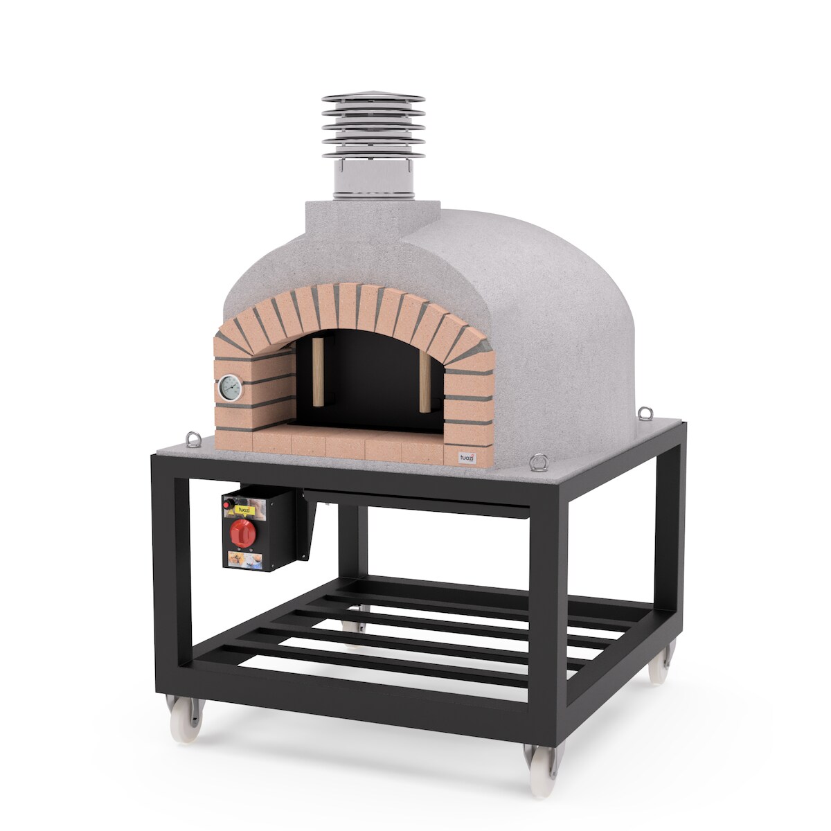 MAESTRO FERRETERO MF - Holzbackofen für den Außenbereich Modell OLYMPUS MONS (Weiß - 110 x 110 x 159 cm) – Isoliert mit Kork und 3 Keramikmatten Image