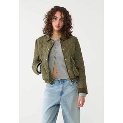 Stradivarius Contrast corduroy puffer jacket Khaki L