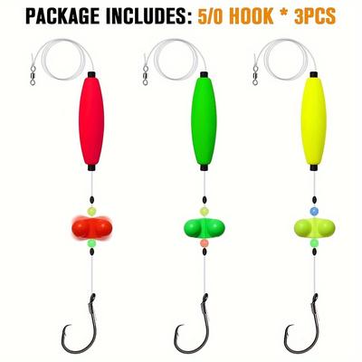 TEMU 6pcs Catfish Float Rigs With Hooks Sized 5/0 To 8/0, For Peg Floats In Catfishing.