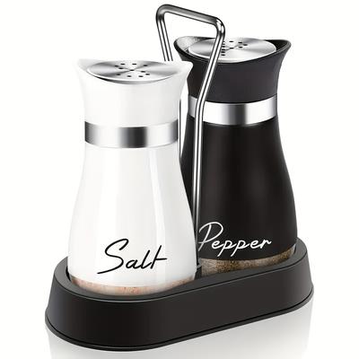 "TEMU Glass Salt And Pepper Shaker Set, 4oz, Stainless Steel Lids, With "salt" And "pepper" Labels, For Kitchen, Restaurant, Wedding Decor" Image