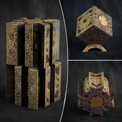 Hellraiser inspirierte Lemarchand's Lament Configuration – funktionierende Puzzlebox mit Schloss und abnehmbarem Zauberwürfel | Horrorfilm-Deko Image
