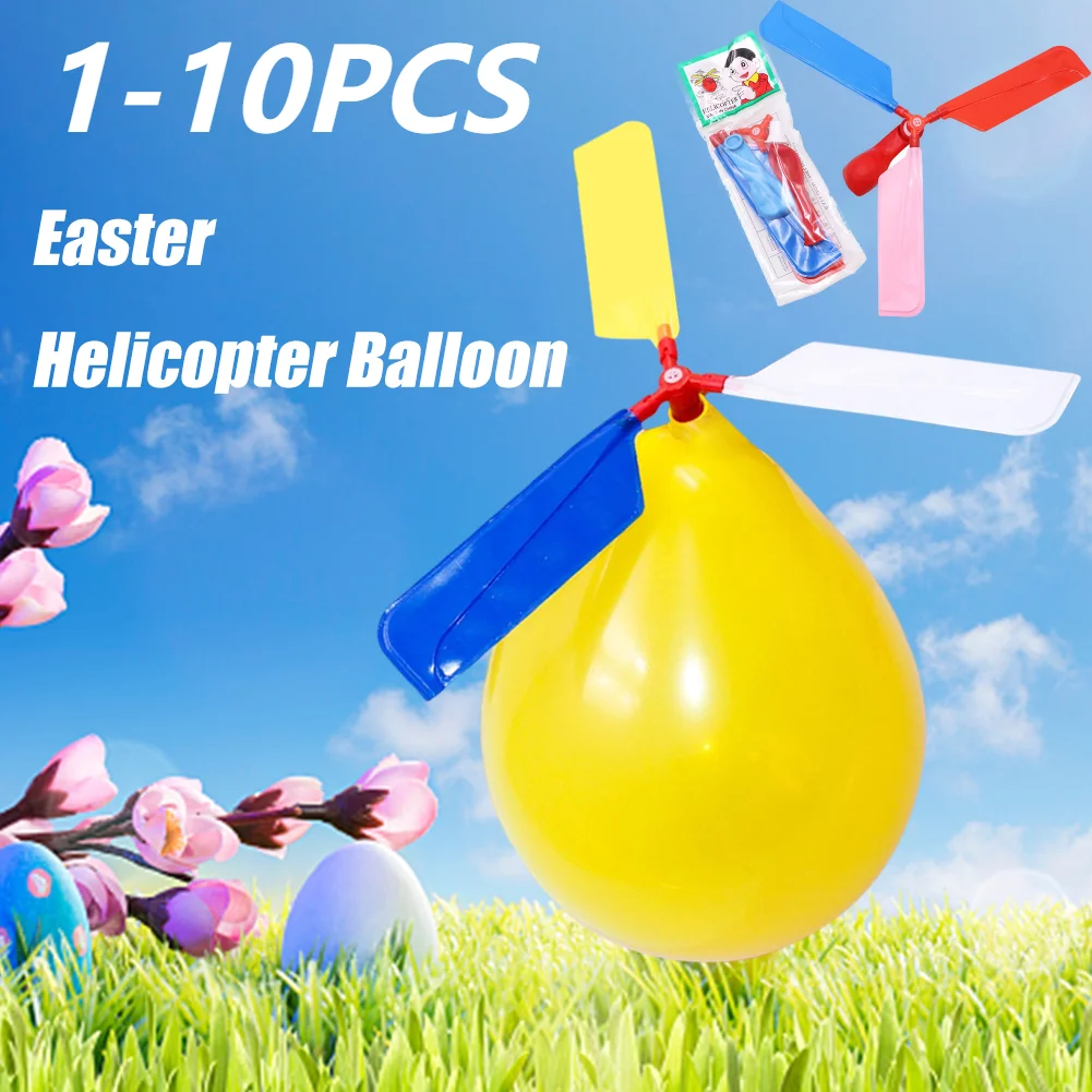 1-10Pcs Kreative Ballon Hubschrauber Spielzeug Kinder Outdoor Sport Spielzeug Tragbare Fliegende Ballon Flugzeug Interaktive Party Spielzeug geschenke Image