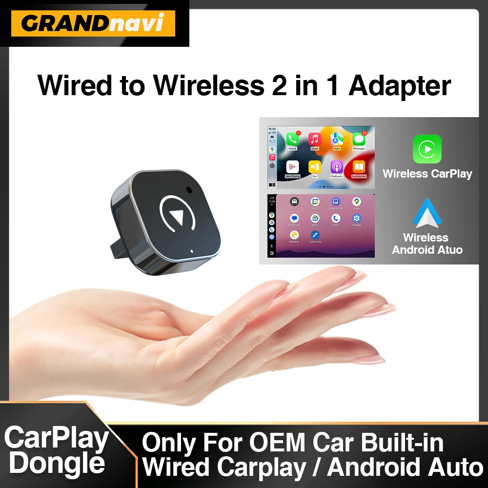 2in1 verkabelt mit kabellosem CarPlay Android Auto Adapter für OEM-Autoradio mit USB Plug and Play Bluetooth Image