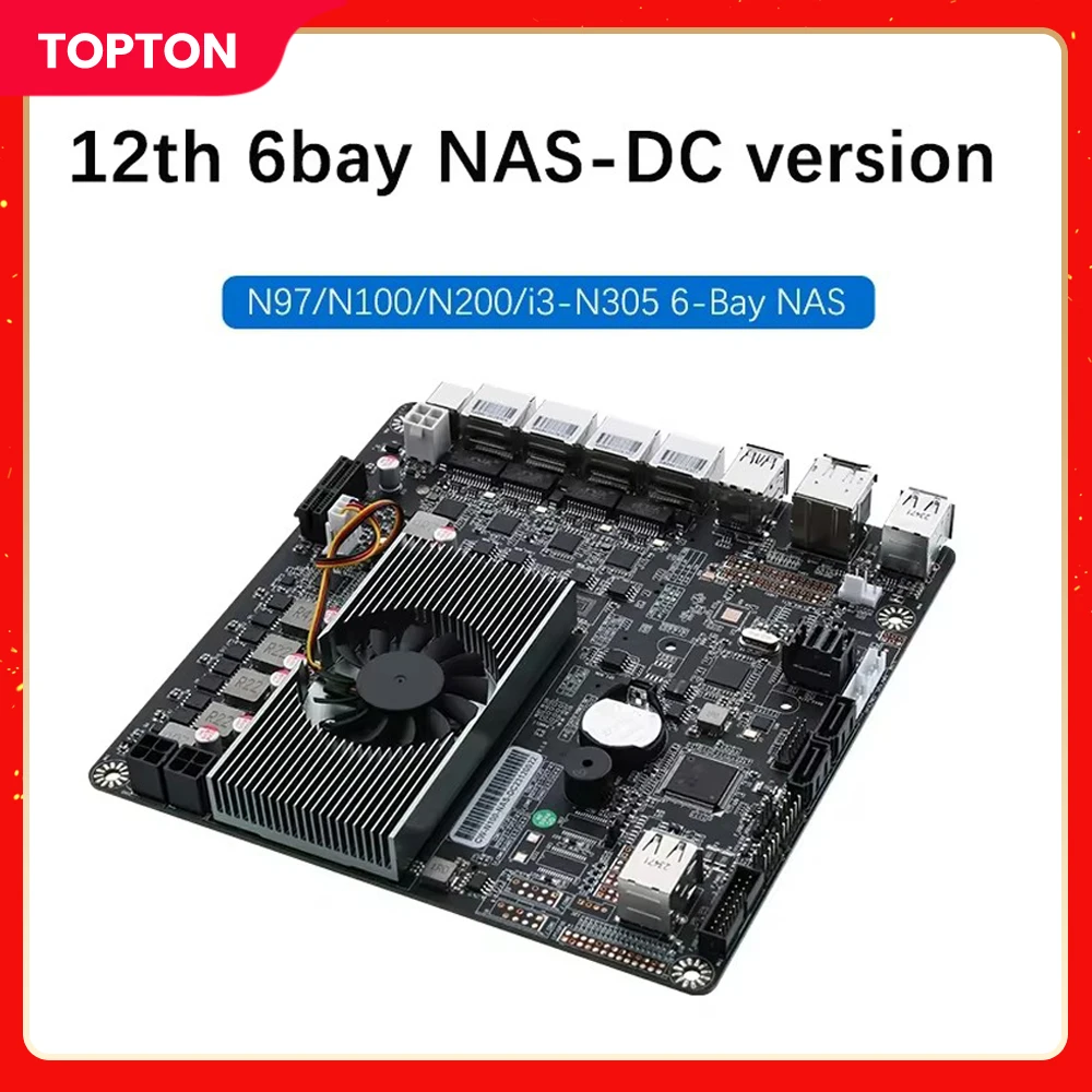 Topton 12. Generation i3-N305 n100 4*2,5g i226 nas Motherboard 6-Bay 6 * sata 3,0 Soft Routing 1 xddr5 2x m. 2 nvme Firewall itx Mainboard