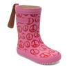 Gummistiefel BISGAARD "fashion Weite: normal", Kinder, Gr. 27, peace on earth pinky, Gummi, gemustert, casual, Schuhe, Matschstiefel mit Print, Größenschablone zum Download