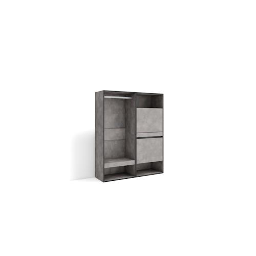 SKRAUT HOME Offener Kleiderschrank, Garderobe mit Einlegeböden, 120x35x145 cm, Schlafzimmer, Kleidung, Schuhe, Moderner Stil, Zementgrau - 439_2
