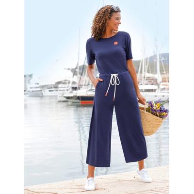 Jumpsuit CASUAL LOOKS, Damen, Gr. 46, Normalgrößen, blau (marine), 95% Viskose, 5% Elasthan, unifarben, Kurzarm, Overalls Image