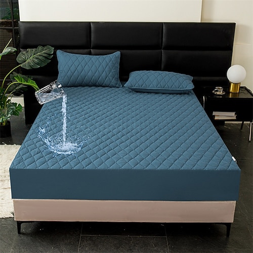 Queen Volle King Schutzbettbezug Wasserdichter Matratzenprotektor Gequilteter Matratzenauflage Bettprotektor Dickes Bettbezug Rutschfest Passendes Bettlaken mit tiefem Pocket Geräuschlos Hypoallergen Image