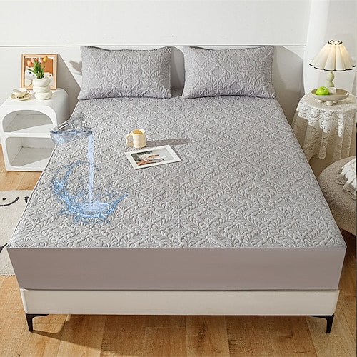 Queen Volle King Schutzbettbezug Wasserdichter Matratzenprotektor Gequilteter Matratzenauflage Bettprotektor Dickes Bettbezug Rutschfest Passendes Bettlaken mit tiefem Pocket Geräuschlos Hypoallergen Image