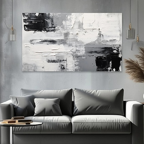 großes schwarzes abstraktes Ölgemälde, handgemalt, grau-goldenes Gemälde, handgefertigtes Gemälde, moderne Bürokunst, Wandgemälde für Wohnzimmer, Schlafzimmer, Büro, Wanddekoration