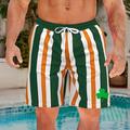 St. Patricks Day Herren Vierblättriges Kleeblatt Patriotisch Irische Flagge Badehosen Badeshorts Boardshorts Mittlere Taille Hawaiianisch Ferien Seitentaschen Netzfutter Elastischer Kordelzug in der