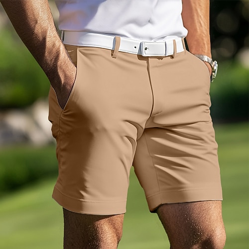 Herren Shorts Schicke Shorts Sommershorts Kurze Golfhosen Tasche Gerader Schnitt Einfach Leicht Atmungsaktiv Knielang Outdoor Täglich Laufen Sport Mode Schwarz Weiß Mikroelastisch Image