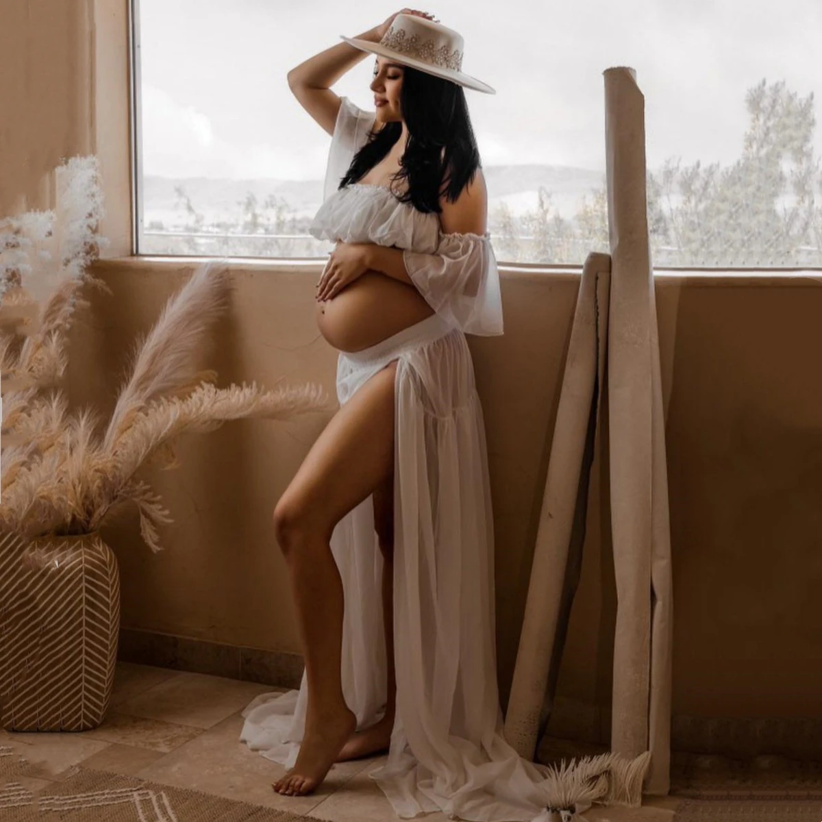 Boho Chiffon Two Pieces Maternity Photo Shoot Outfit Set Maternity Photography Clothes For Photography 2 in 1 Sets