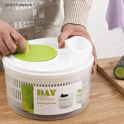 1Pc/Household Vegetable Salad Dehydrator Kitchen Vegetable Washing Hand-Cranked Spinner Double-Layer