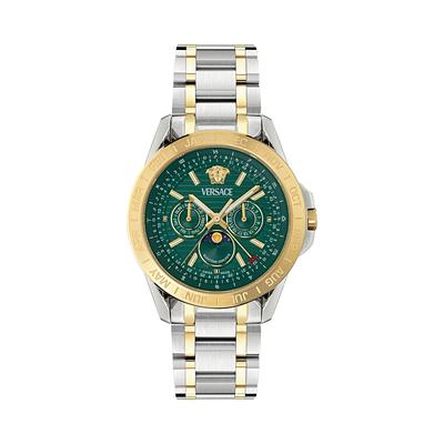 Versace V-Galaxy Moonphase Watch, 43mm - Green/Two Tone