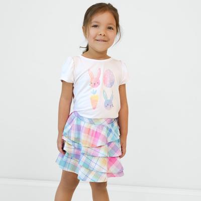 Pastel Plaid Ruffle Skort - 6-12 months