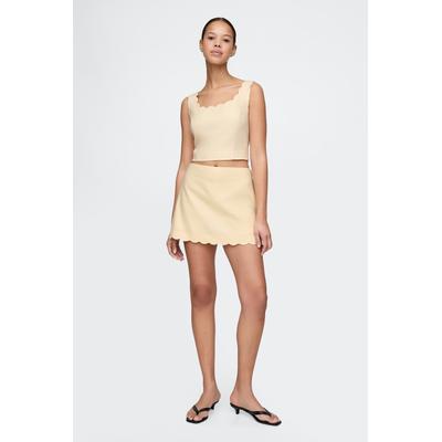 Gap Womens Yellow Heavyweight Linen-Blend Scalloped Mini Skirt - Yellow