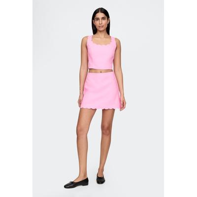 Gap Womens Pink Heavyweight Linen-Blend Scalloped Mini Skirt - Pink