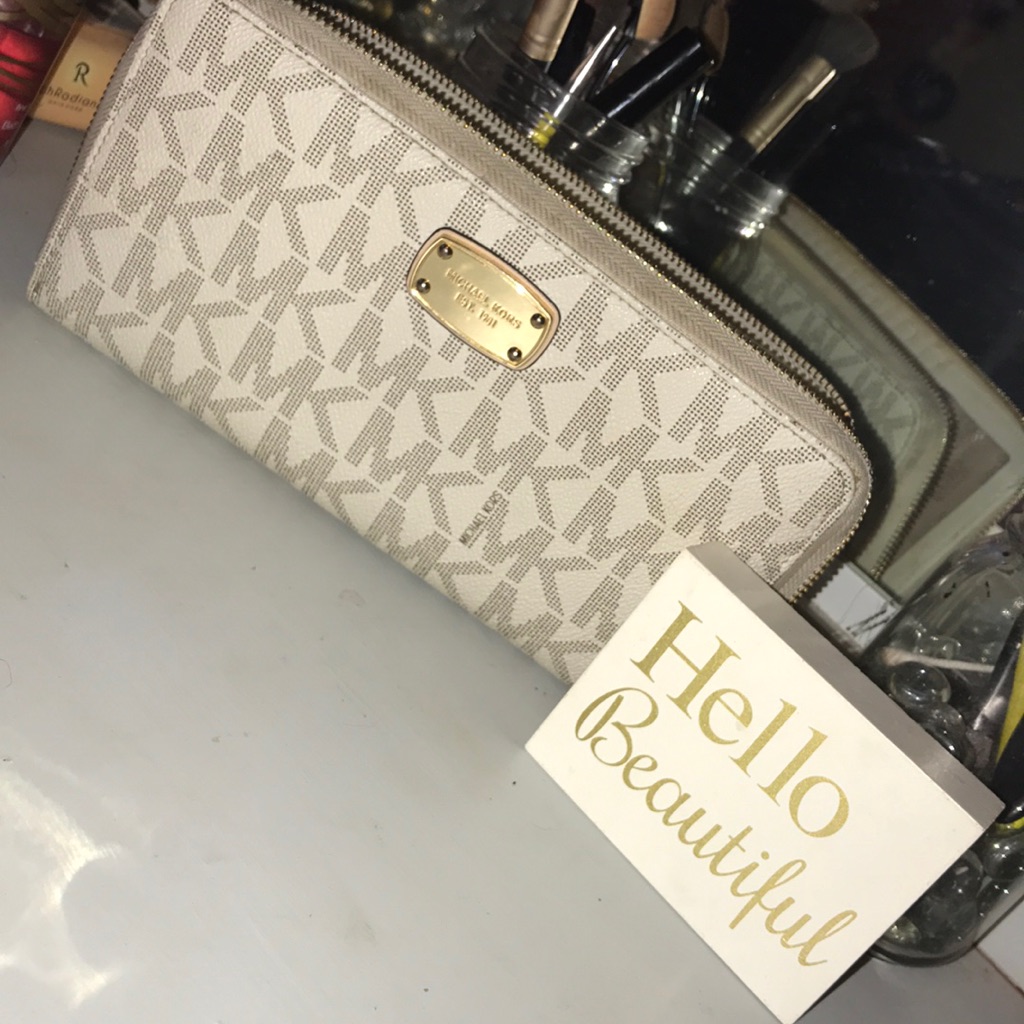 Michael Kors Bags | Huuuge Mk Wallet | Color: Gold/White | Size: Os
