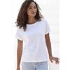 T-Shirt COPENHAGEN STUDIOS "mit dezentem Logoprint hinten", Damen, Gr. M (38), weiß (hellweiß), Single Jersey, Obermaterial: 100% Baumwolle, unifarben, casual, bequem, Rundhals, Kurzarm mit Aufschlag Aufschlag, Shirts, aus softer Jersey-Qualität mit...
