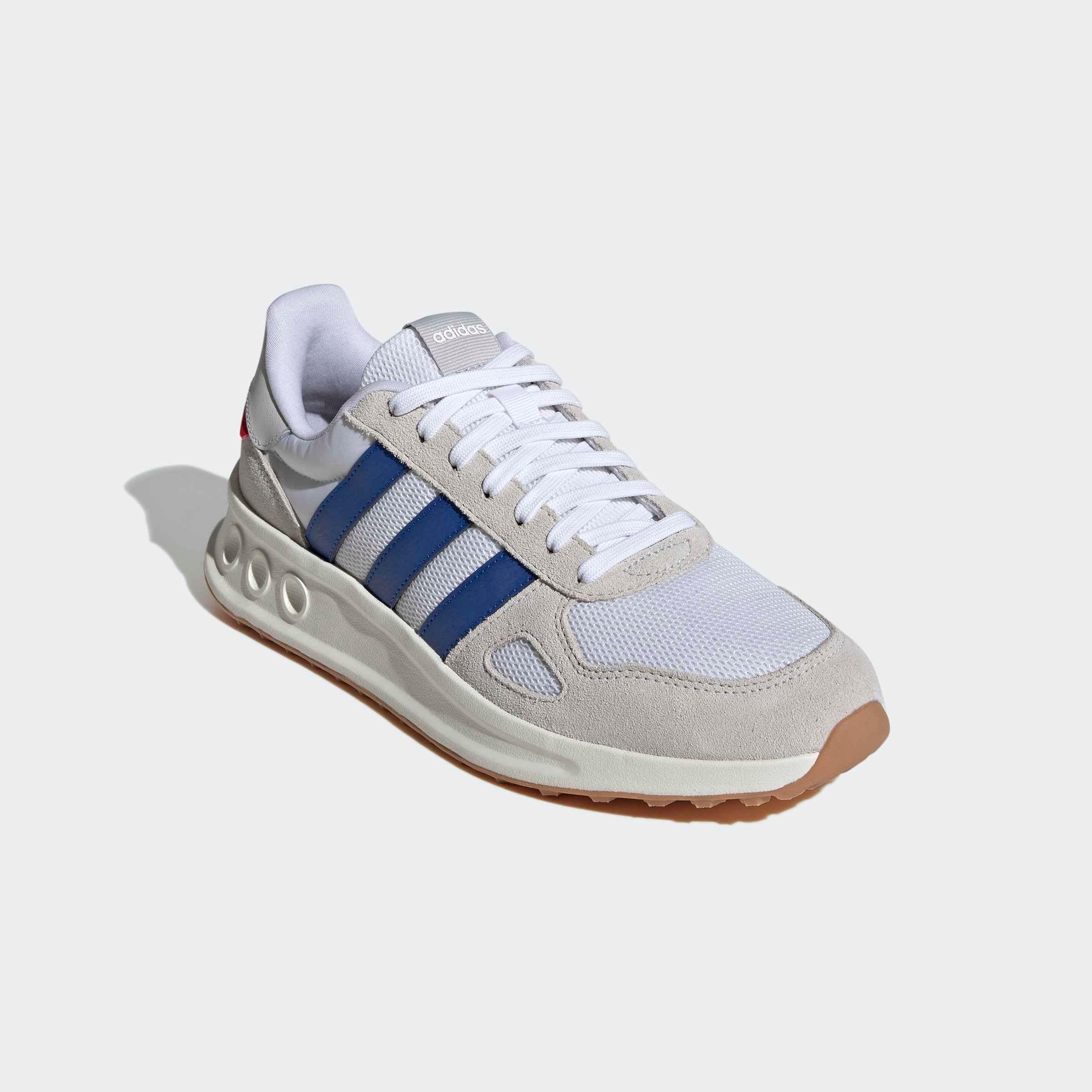 Sneaker ADIDAS SPORTSWEAR "RUN 84", Herren, Gr. 46,5, weiß (cloud weiß, royal blau, grau one), Leder, Synthetik, Textil, Schuhe Sneaker, inspiriert vom Design des adidas LA Trainer