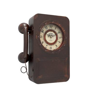 Old Telephone Wall Clock , Safe, Battery Operated ,Quartz Metal, Vintage Decor Clocks, for Farmhouse, Living Room