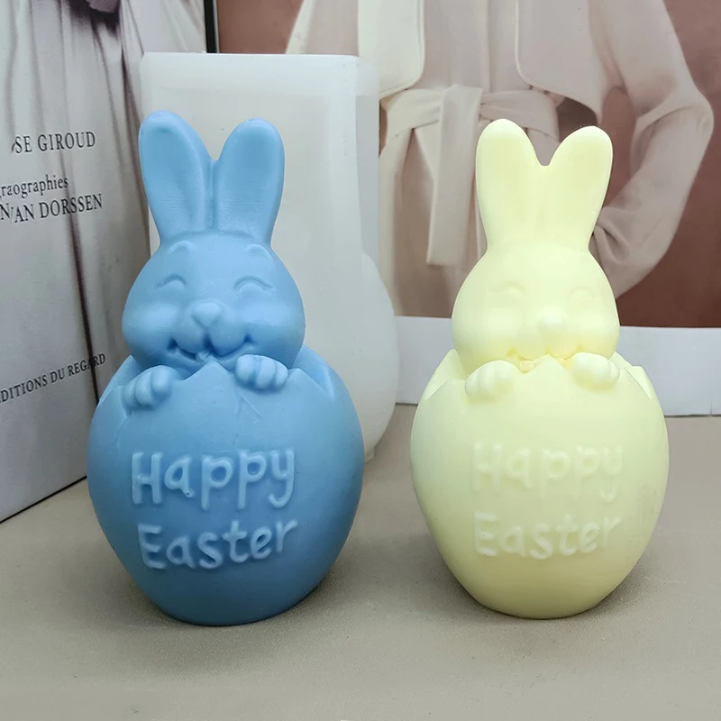 Osterhase Kerze Silikonform 3D Kaninchen Ei Aromatherapie Gips Harz Handwerk Form DIY Kerzenherstellung Zubehör Urlaubsgeschenk Image
