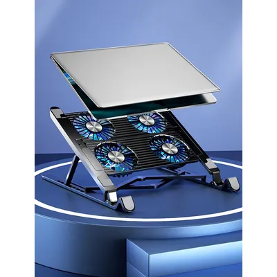 Laptop Cooling Pad with 2/4 Fans Foldable Laptop Cooling Fan RGB Silent Portable Laptop Holder 7 Height for 11-17.3 Inch Laptops