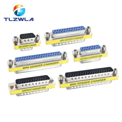 DB9/DB15/DB25/DB37 Mini Gender Changer Adapter RS232 Com D-Sub To Male Female VGA Plug Connector 9 15 25 37Pin