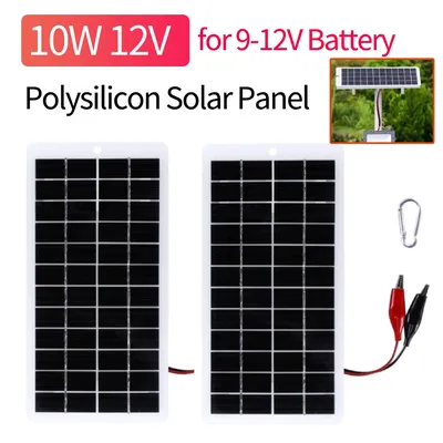 1/2Pcs 10W Solar Batterie Ladegerät 12V Solar Power Bank Polysilizium Solar Power Ladegerät Tragbare für Lampe Pumpe 9-12V Batterie