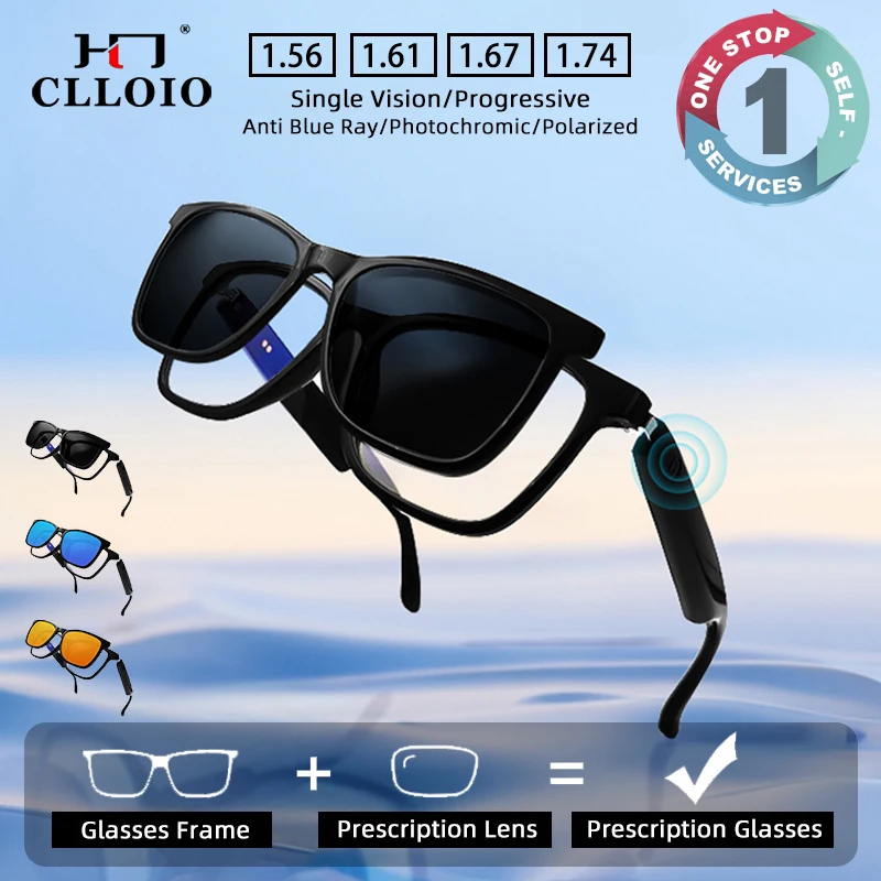 CLLOIO Bluetooth Smart Brillen Magnet Clip Auf Polarisierte Myopie Brillen Anti Blau Licht Progressive Lesebrille Image