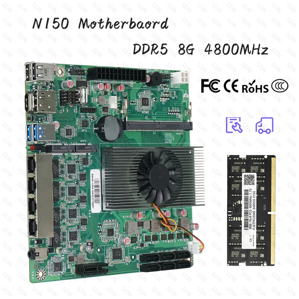 N150 Nas Motherboard Set MINI-ITX Nas Storage Support Soft Router Intel I226 2.5G Netzwerk NAS Server