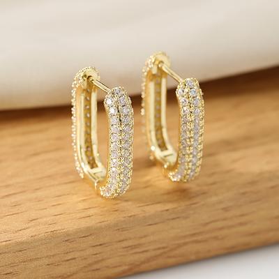 TEMU 1pair, European And Simple And Beautiful Exquisite Copper Women's Fashionable Dangling Earrings. Suitable For Holiday Parties, Dances, Weddings And Engagements, , Suitable As Holiday Gifts Image