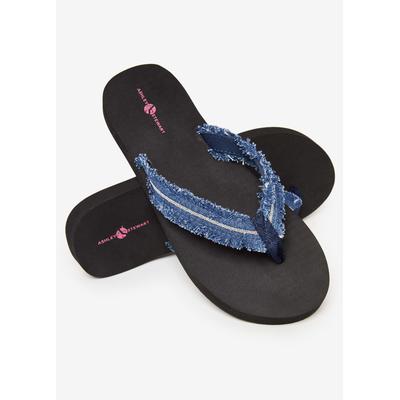 Plus Size Denim Wedge Flip Flops