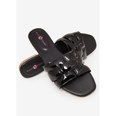 Plus Size Basketweave Patent Leather Sandals