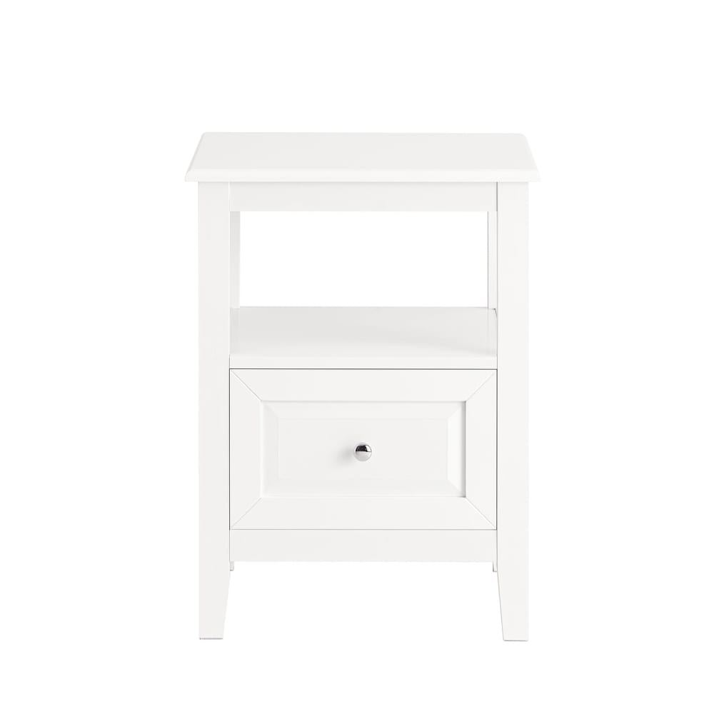 Table de chevet avec 1 tiroir effet bois blanc